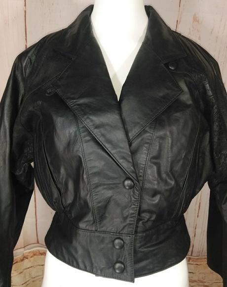 Vintage Jackets & Blazers - Cropped Leather Jacket black vintage 80s Like new!